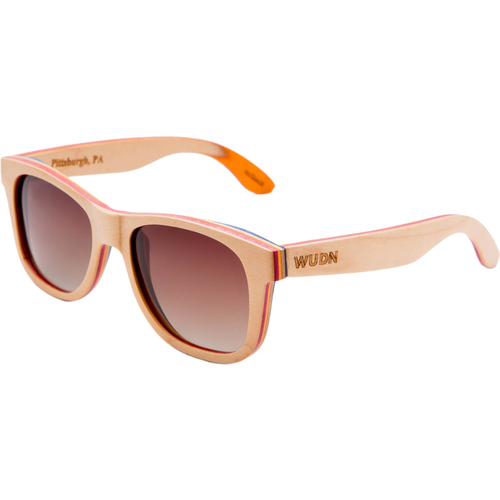 Mens & Women's Handmade Natural Skateboard Wood Sunglasses - Polarized Lenses Kickflip
